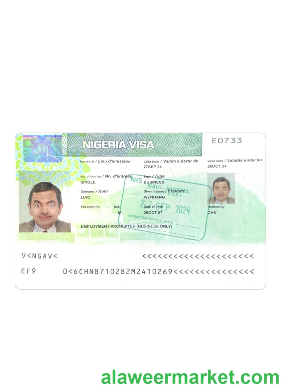 Nigeria visa 2024-present